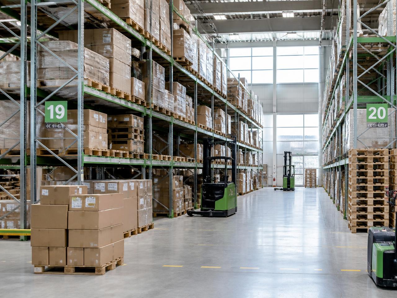 Logistik und Warenbewegung in einem modernen Lager
